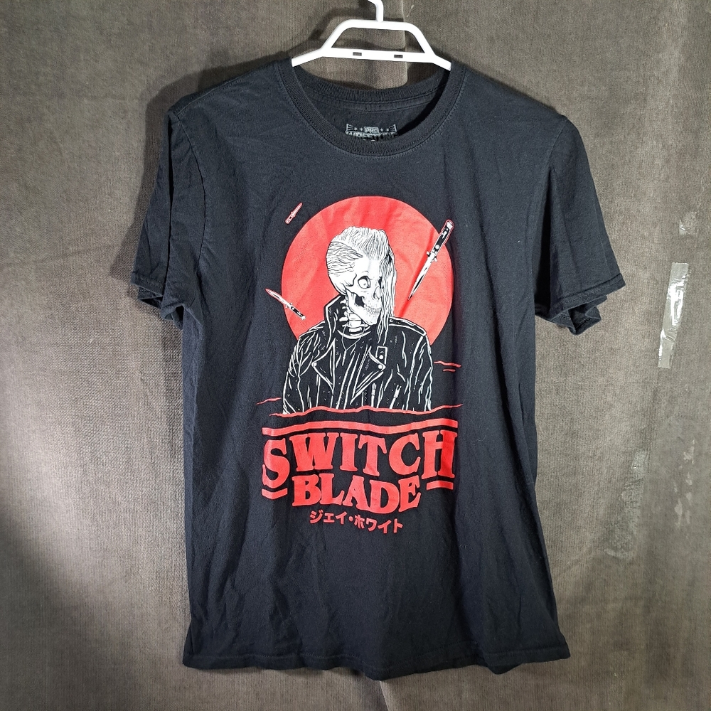 Pro Wrestling Tees SwitchBlade Skeleton Black Red White Graphic Tee VG- M